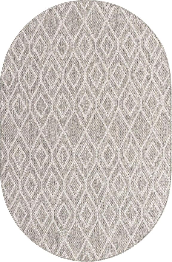 Jill Zarin Outdoor Collection Area Rug - Turks and Caicos (5' 3" x 8' Oval Gray Cream/Cream)