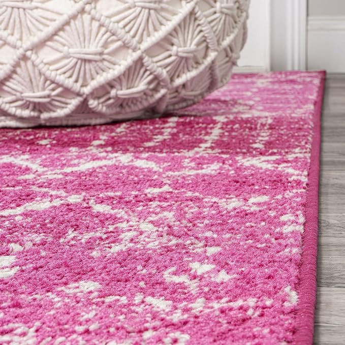JONATHAN Y Boho Vintage Diamond Fuchsia/Ivory Indoor Area Rug 5X8 ft, Moroccan Hype for Living Room, Bedroom, Kitchen, Office, Easy-Cleaning, High Traffic, Pet-Friendly, Non-Shedding (MOH101G-5)