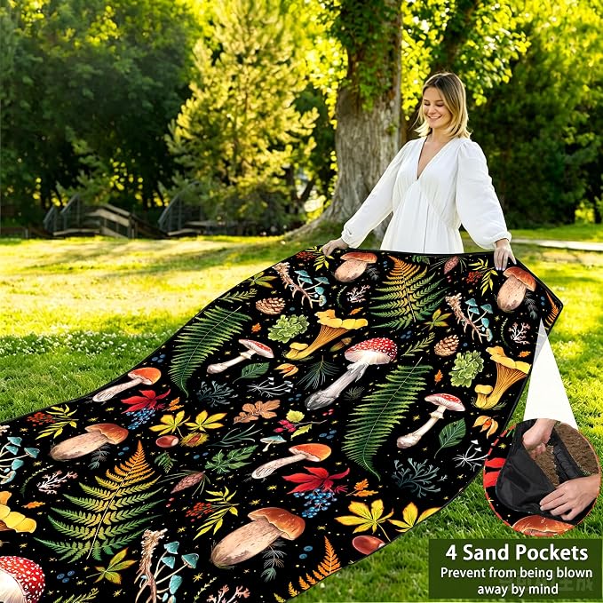 Picnic Blankets Beach Blanket 80" X 80" Extra Large Waterproof Camping Blankets Portable Outdoor Mat 3-Layer Blanket for Beach, Hiking, Park, Music Festival, Grass Lawn,Travel
