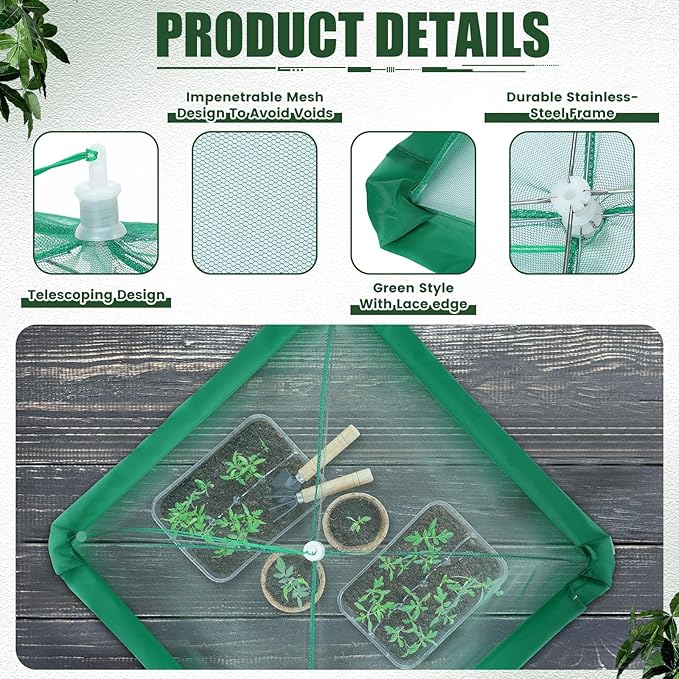 FillTouch 20 Pcs 17 Inch Mesh Plant Cover Plant Protectors from Animals Outdoor Plants Tent for Vegetables Pop up Net Garden Netting Cover Collapsible Plants Umbrella to Keep Small Animals Out