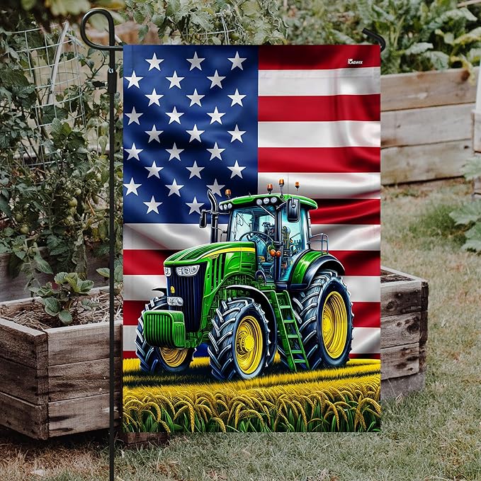 FLAGWIX Tractor Garden Flags - Garden Flags for Outside 11.5" x 17.5" - Fall Gifts for Women Men, Fall Decorations for Home, Thanksgiving Gifts for Farmers, Thanksgiving Garden Farm Decor