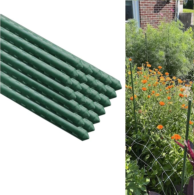 48 Inch Plant Support Garden Stakes, Steel Tomato Plant Stakes, Pack of 25