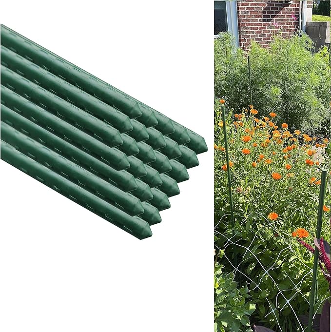 57 Inch Plant Support Garden Stakes, Steel Plant Stakes, Pack of 25 Tomato Cage