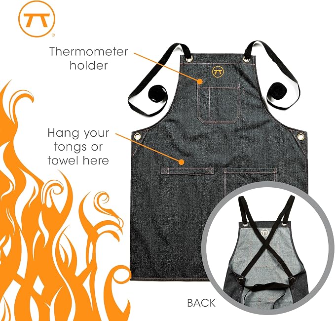 Outset Grill and Kitchen Apron, Black Demin, 27" x 30"