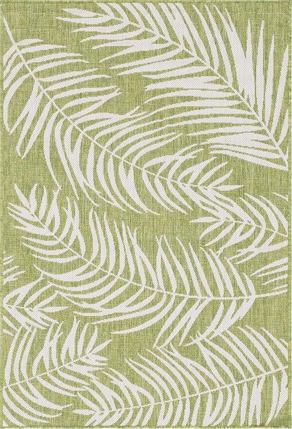 Unique Loom Outdoor Botanical Collection Area Rug - Palm (4' 1" x 6' 1" Rectangle, Green/ Ivory)