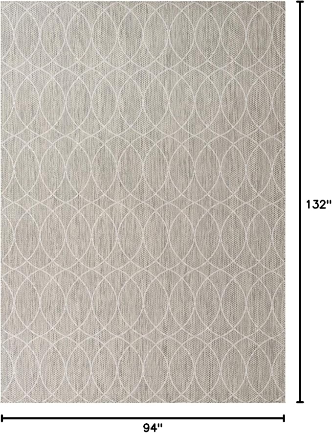 Unique Loom Outdoor Trellis Collection Area Rug - Gitter (7' 10" x 11' Rectangle, Light Gray/ Ivory)