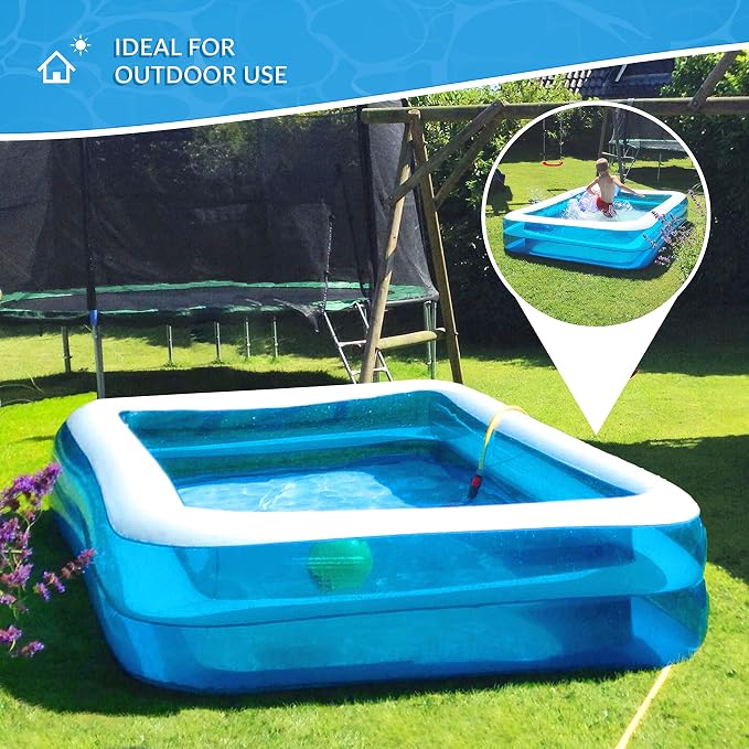 Benross 83410 Inflatable Family Paddling & Swimming Pool/Easy Setup & Drainage / 1075 Litre Capacity/Durable Air-Filled Sidewalls/Simple Safe Filtration/Blue Colour