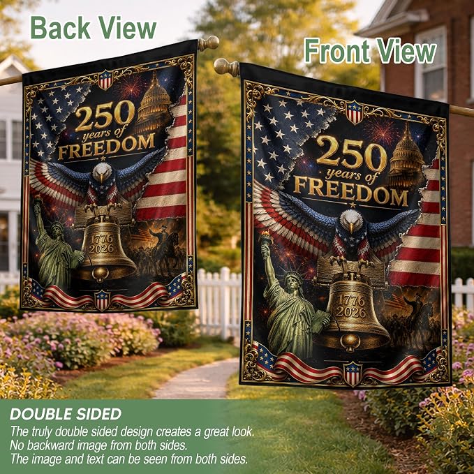 250th Year Of Freedom Flags, 250 Anniversary Usa Flag, American Flag With Eagle, 1776-2026 Commemorative, Two-sided Print, Garden Flags For Outside, American 250th Anniversary Patriotic Design 3 (30x40 Inch)