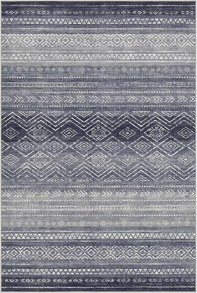 Tortania Area Rug Living Room Rugs- 12x15 Washable Large Soft Neutral Boho Moroccan Bohemian Farmhouse Rug Indoor Floor Carpet for Bedroom Under Dining Table Home Office Decor - Blue Gray