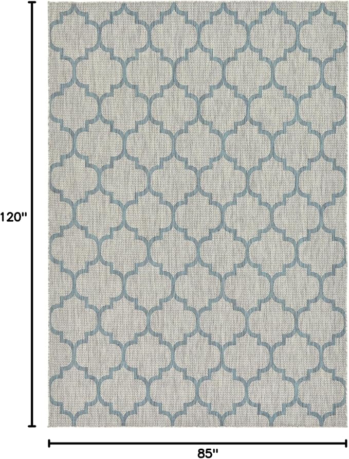 Unique Loom Outdoor Trellis Collection Area Rug (7' 1" x 10' Rectangle, Gray/ Ivory)