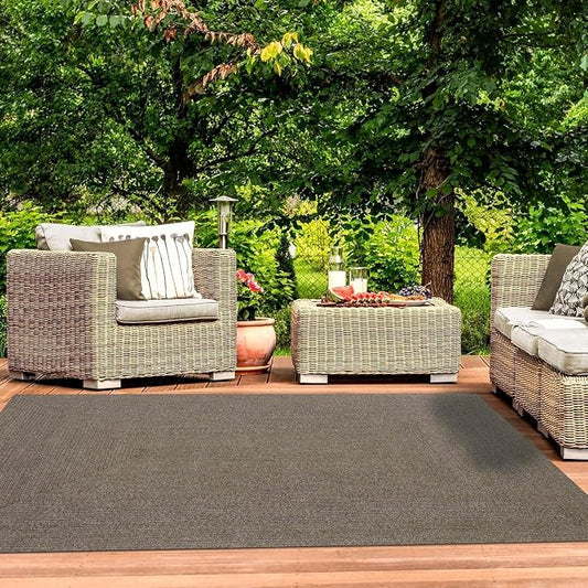 Superior Indoor/ Outdoor Large Area Rug, Reversible Braided Home Floor Decor for Living Room, Kitchen, Entryway, Patio, Front Porch, Deck, Modern, Boho, Farmhouse Style, 3' x 5', Latte
