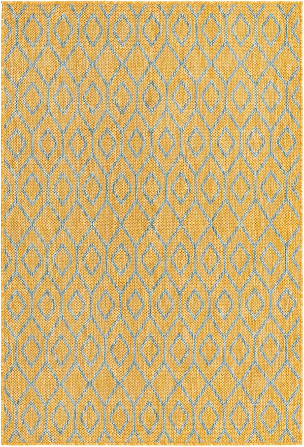 Jill Zarin Outdoor Collection Area Rug - Turks and Caicos (4' x 6' Rectangle Yellow and Aqua/Light Blue)