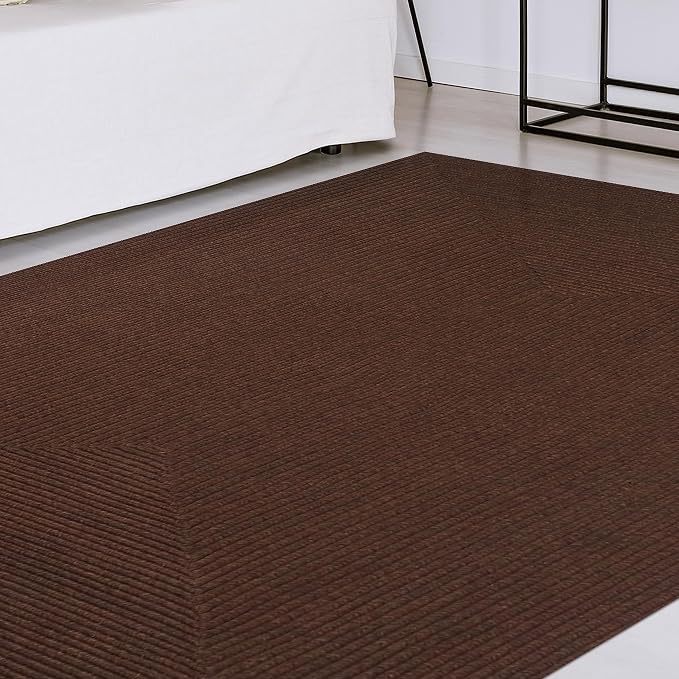 Superior Indoor/ Outdoor Area Rug, Reversible Braided Home Floor Decor for Living Room, Kitchen, Entryway, Patio, Front Porch, Deck, Modern, Boho, Farmhouse Style, 5' x 8', Cocoa