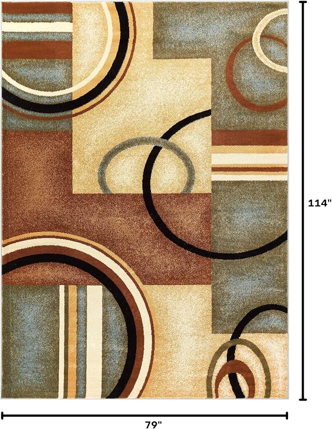 Well Woven Barclay Arcs & Shapes Light Blue Modern Geometric Area Rug 6'7'' X 9'6''