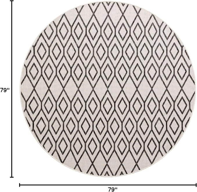 Jill Zarin Outdoor Collection Area Rug - Turks and Caicos (6' 7" Round Ivory/Black)