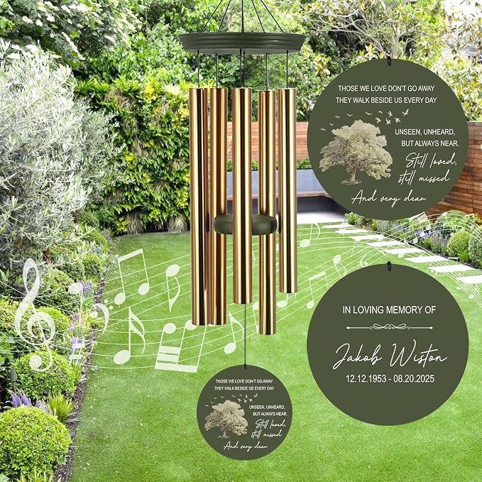 ASTARIN Custom Sympathy Wind Chimes for Loss of Loved One, Remembrance Gift for Loss Husband Wife, Windchimes in Memory of a Loved One, Gifts for Grieving Friends(Produced in Texas)