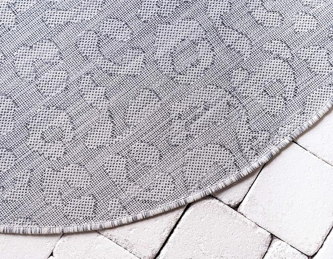Unique Loom Outdoor Safari Collection Area Rug - Leopard (4' Round Light Gray/Gray)