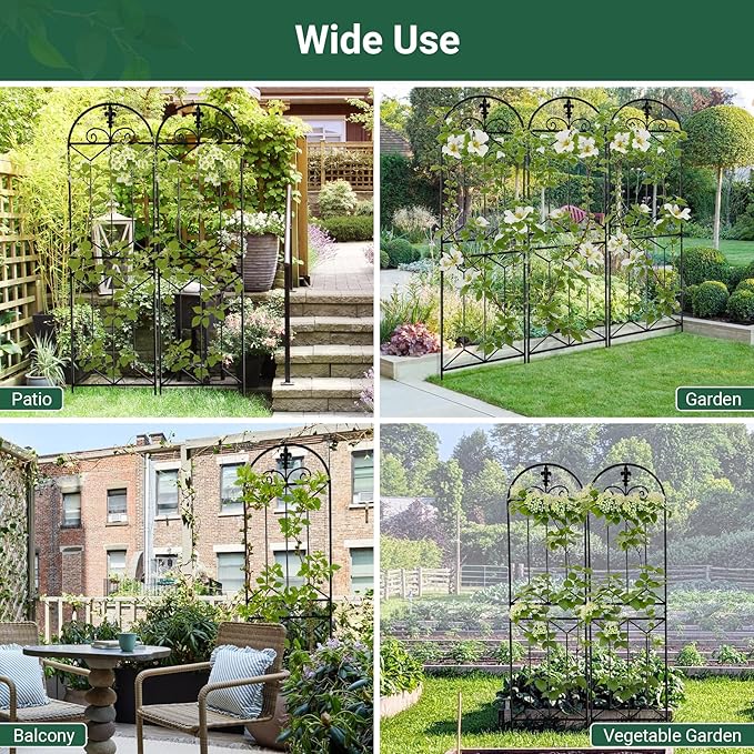 Metal Trellis Outdoor 70.8" x 19.5", Trellis for Climbing Plants Outdoor, Rustproof Metal Garden Trellis for Vine Cucumbers, Vegetables, Flower Support