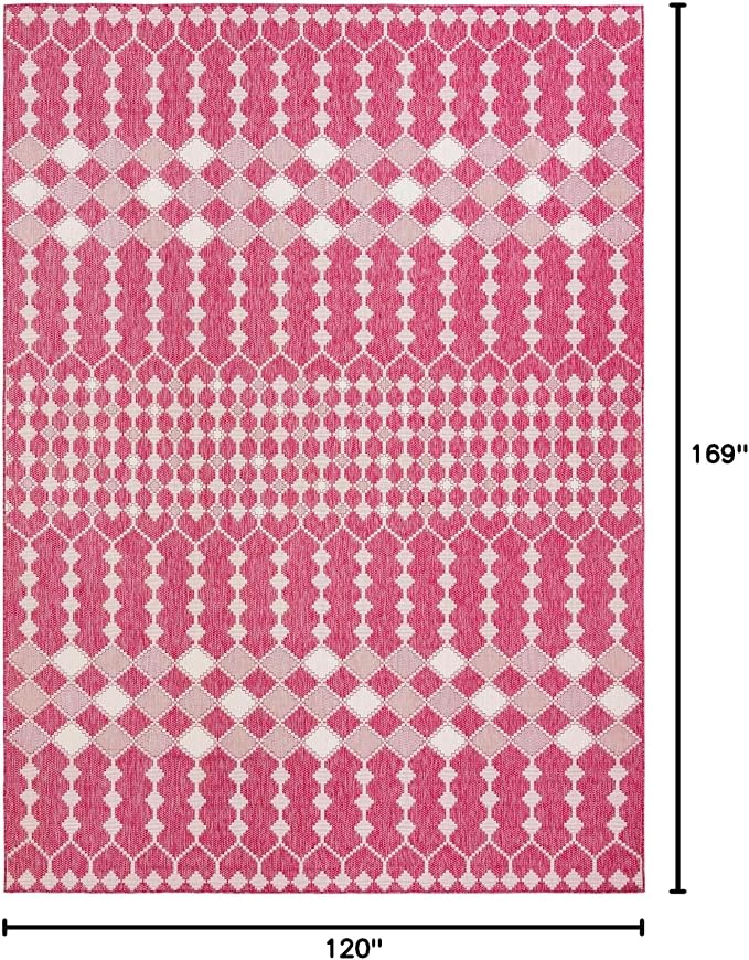 Unique Loom Outdoor Trellis Collection Area Rug - Traliccio (10' x 14' 1" Rectangle, Magenta/ Ivory)