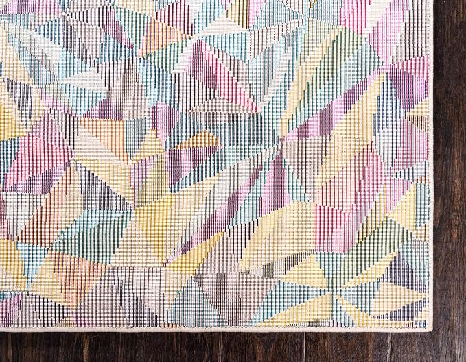 Unique Loom Estrella Collection Geometric, Triangles, Bright Colors, Abstract, Modern Area Rug (2' 2 x 6' 7 Runner, Multi/Beige)