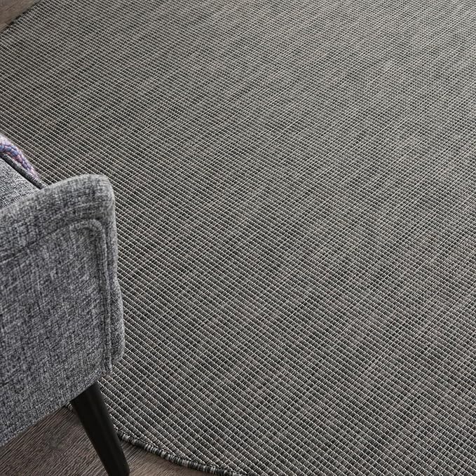 Nourison Home Positano Charcoal 6' x Round Area Rug - Easy Clean, Non Shedding, Bed Room, Living Room, Dining Room, Kitchen (6' x Round)