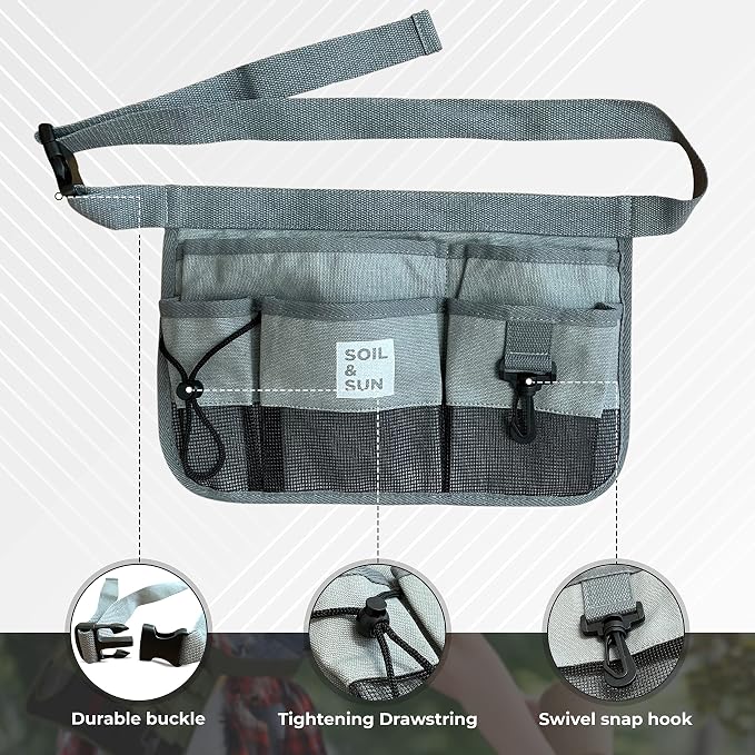 Soil & Sun Garden Tool Belt for Women, Tool Apron, Utility Belt Women, Teacher, Canvas Waist Apron with Pockets,Garden Aprons