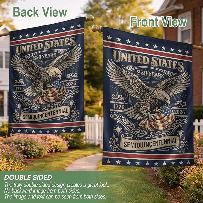 1776-2026 Commemorative, 250 Anniversary Usa Flag, Dualided Design, American 250th Anniversary Patriotic Design, American Flag With Eagle, Garden Flags For Outside 1 (30x40 Inch)