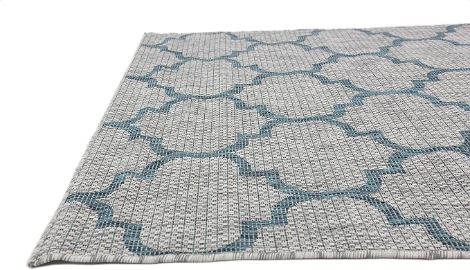 Unique Loom Outdoor Trellis Collection Area Rug (4' 1" x 6' 1" Rectangle, Gray/ Ivory)