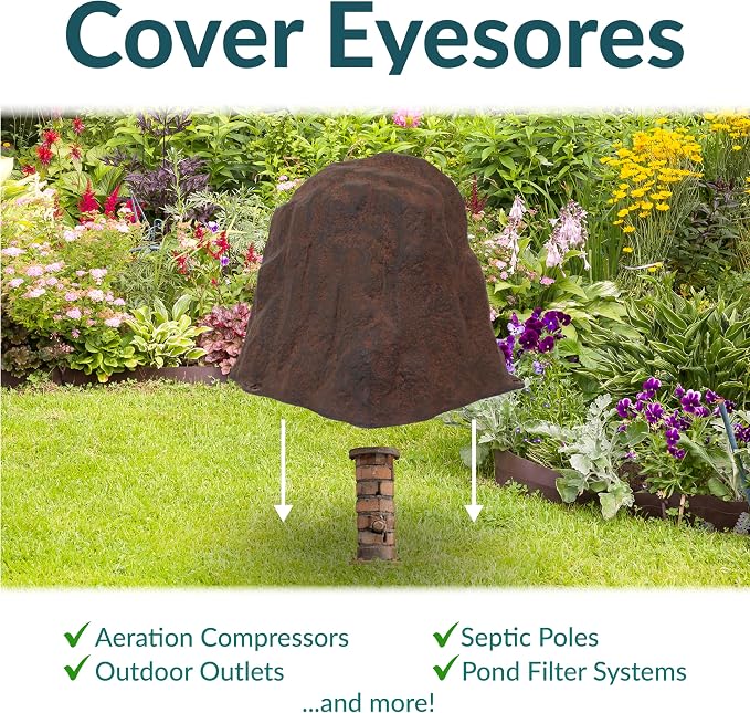Sunnydaze 21.5” H Large Faux Landscape Rock Cover - Lightweight Polyresin Fake Rock Well Pump Cover for Outside – Realistic Natural Texture – Brown