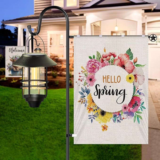Ottsuls Garden Flag Stand, Heavy Duty Flag Pole Holder with Shepherd Hook for Yard Decoration, 60 INCH Sturdy Yard Flag Post Stake Outdoor Garden Flag Holder for 28''x40'' Flags (Without Flag)