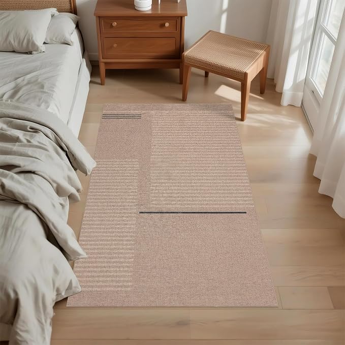 Easy Jute Rug 3x5 Outdoor: Natural Area Rugs for Patio Linen-Look Fabric Durable - Neutral Washable Carpet Mat for Entryway Bedroom Kitchen Non-Slip - Beige Woven
