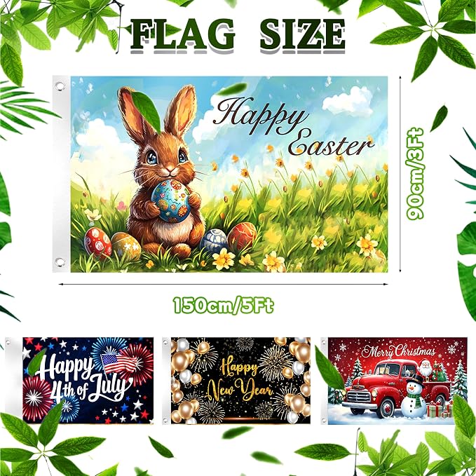 Large Seasonal Garden Flags Set of 12-3x5 Ft Outdoor Double Sided Yard Flags with 2 Grommets for All Seasons Holiday Garden Decor Double Stitching Fall Winter Halloween Christmas Outside Decor