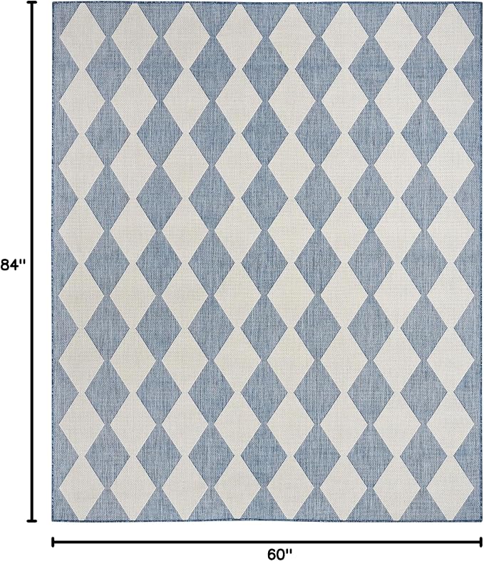 Nourison Home Positano Navy Blue 5' x 7' Area Rug - Easy Clean, Non Shedding, Bed Room, Living Room, Dining Room, Kitchen (5' x 7')