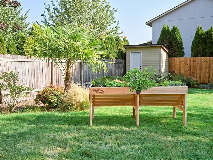 VegTrug Classic Raised Bed, Natural, Medium 1.8m - Made in USA - Uncoated Red Cedar Wood V-Shaped Garden Bed for Outdoor Gardening - Ergonomic Design for Balcony, Patio & Small Spaces  