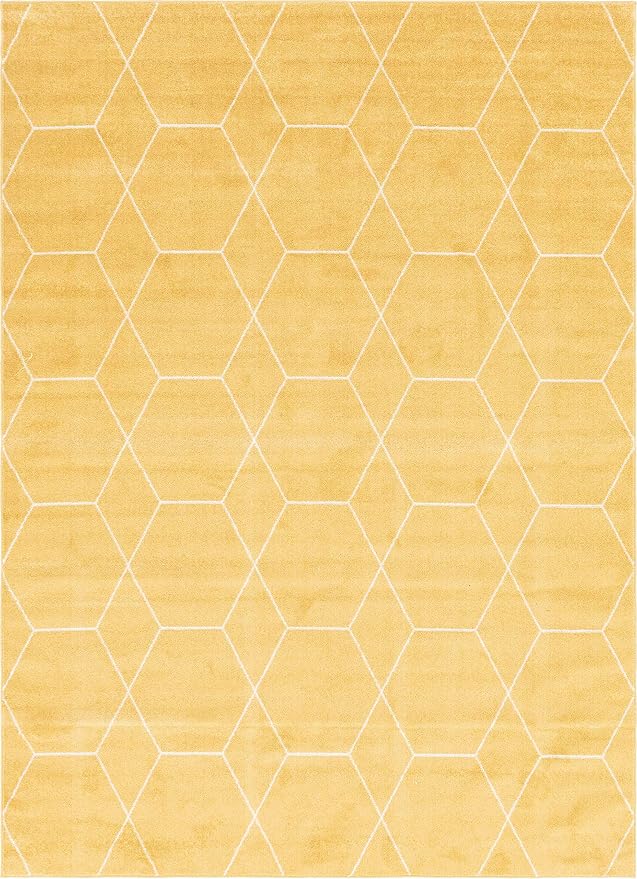Unique Loom Trellis Frieze Collection Area Rug - Geometric (8' x 11', Yellow/ Ivory)