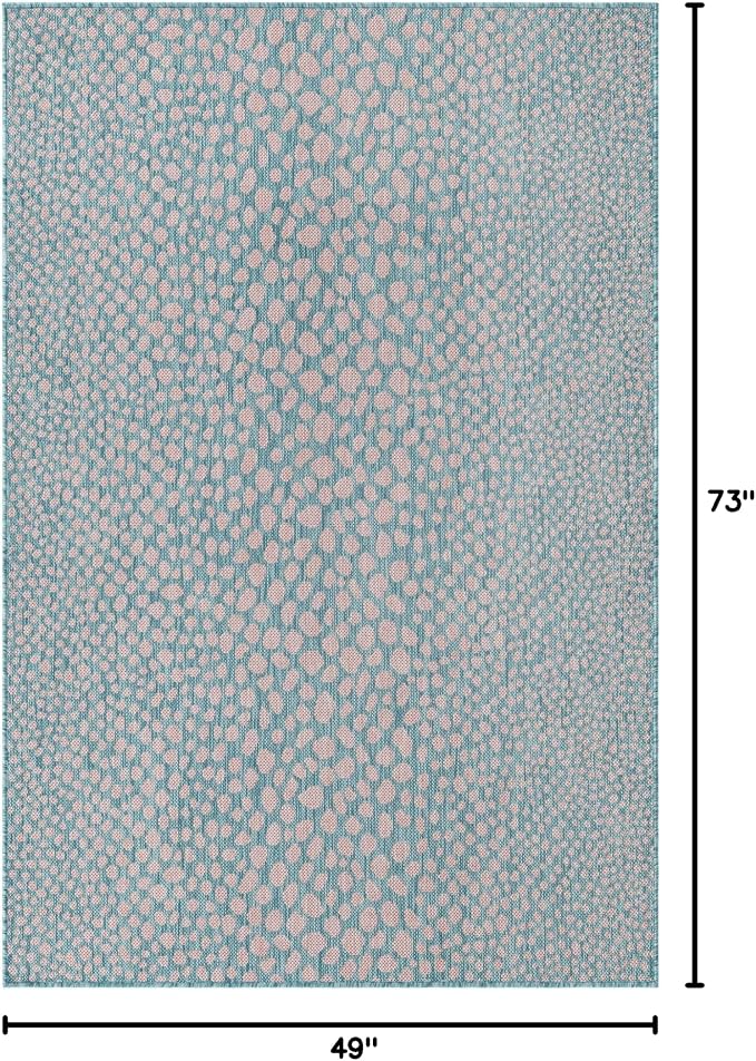 Unique Loom Jill Zarin Jill Zarin Outdoor Collection Area Rug - Cape Town (4' 1" x 6' 1" Rectangle, Pink and Aqua/Light Blue)