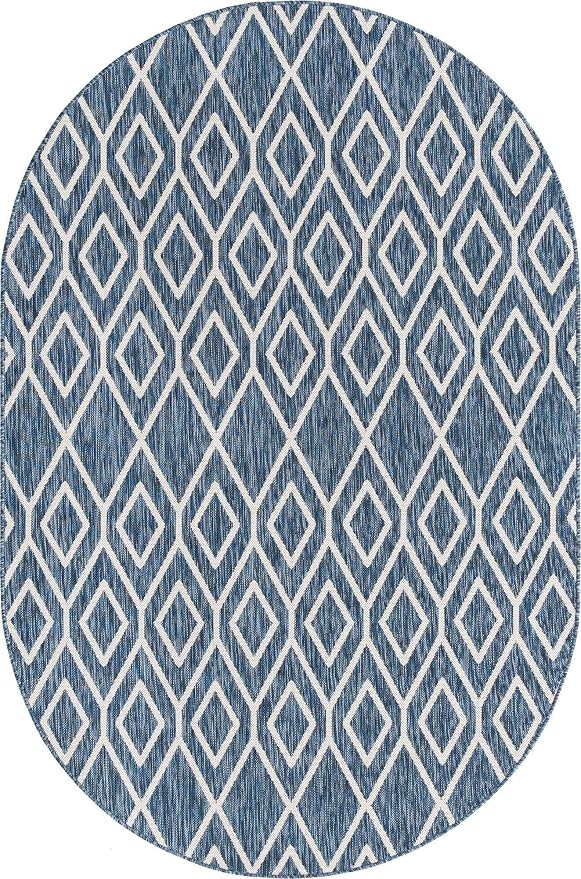 Jill Zarin Outdoor Collection Area Rug - Turks and Caicos (5' 3" x 8' Oval Blue/Ivory)