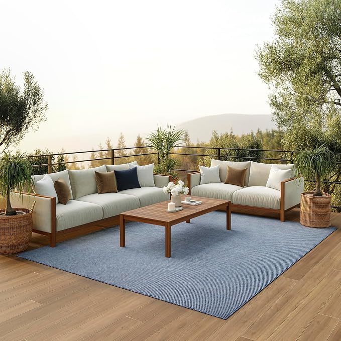 Nourison Home Positano Navy Blue 6' x 9' Area Rug - Easy Clean, Non Shedding, Bed Room, Living Room, Dining Room, Kitchen (6' x 9')