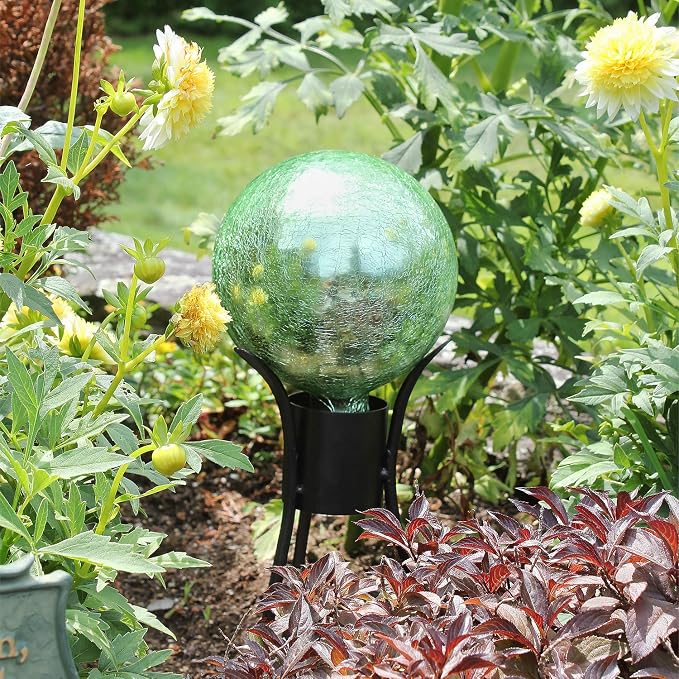 Achla Designs G6-LG-C, Light Green 6-Inch Crackle Gazing Globe Ball, 6