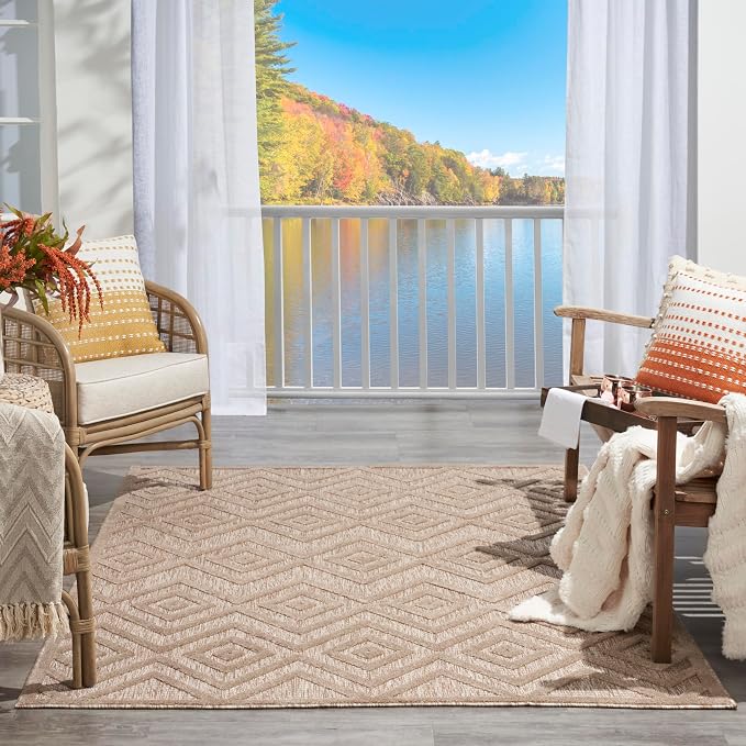 Nourison Home Versatile Natural Beige 6' x 9' Area Rug - Easy Clean, Non Shedding, Bed Room, Living Room, Dining Room, Kitchen (6' x 9')