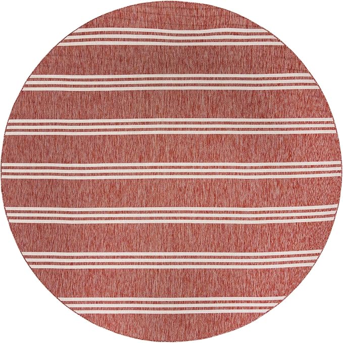 Unique Loom Jill Zarin Outdoor Collection Area Rug - Anguilla (10' 8" Round, Rust Red/ Ivory)