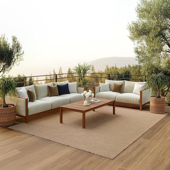 Nourison Home Positano Jute 7' x 10' Area Rug - Easy Clean, Non Shedding, Bed Room, Living Room, Dining Room, Kitchen (7' x 10')
