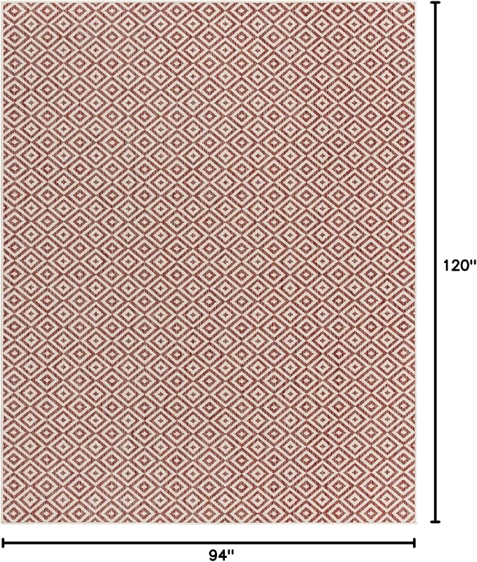 Unique Loom Outdoor Collection Area Rug - Costa Rica (7' 10' x 10' Rectangle, Rust Red/ Ivory)