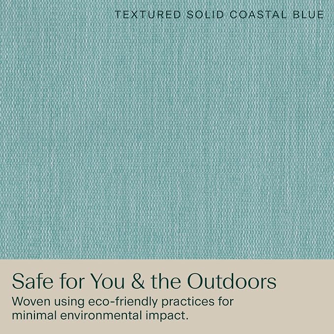 Honeycomb Outdoor Heritage Deep Seat, 24 x 23, Textured Solid Coastal Blue Chair Cushion with Removable Cover, for Patio Furniture