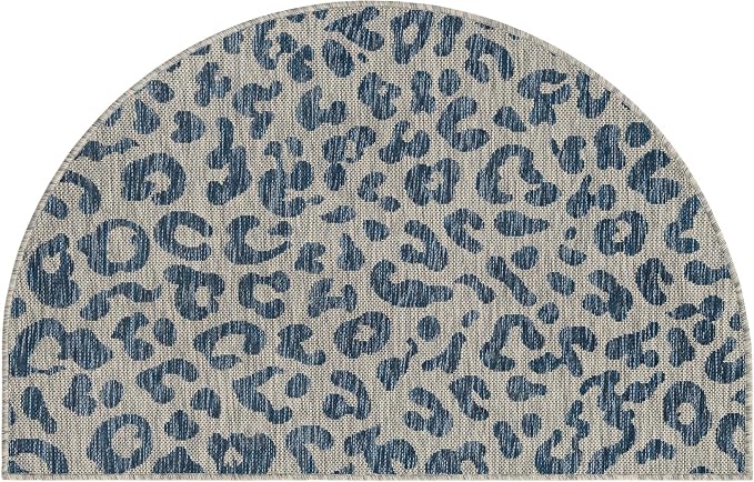 Unique Loom Outdoor Safari Collection Area Rug - Leopard (3' 1" x 6' 1" Hearth Blue/Gray)