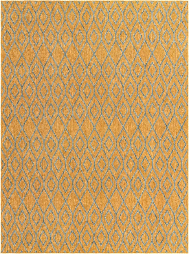 Jill Zarin Outdoor Collection Area Rug - Turks and Caicos (9' x 12' Rectangle Yellow and Aqua/Light Blue)