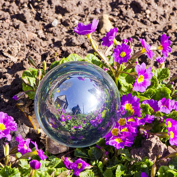 6 Inch Gazing Ball, Large Shiny Mirror Globe for Gardens Ponds Floating Swimming Pool Home Clearance Stand Decoration Outdoor, Stainless Steel Prime Sphere Hollow Polished Decorative Ornament (Silver)
