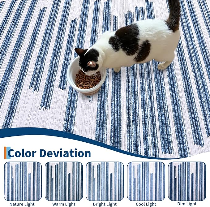 GarveeHome 2x6 Runner Rug for Kitchen Hallway Non Slip Striped Soft Carpet | Washable Low pIle Modern Runner Rugs for Living Room Bedroom Laundry Room