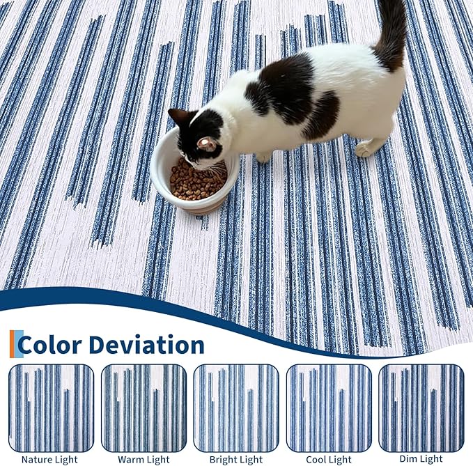 GarveeHome 2x3 Washable Rug Before Upstairs Non Slip Low Pile Entry Rug | Low pIle Striped Doormat Modern Stain Resistant Kitchen Rug for Bedroom Hallway Dining Room Living Room