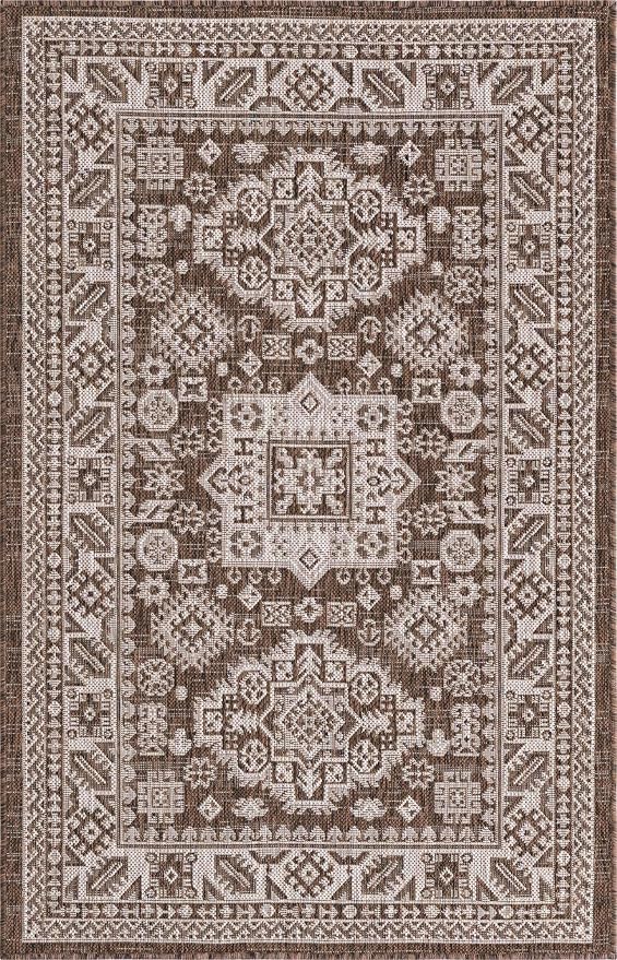 Unique Loom Outdoor Aztec Collection Area Rug - Chalca (3' 3" x 5' 3" Rectangle, Brown/ Ivory)